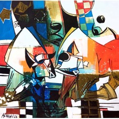Ashkal, 18 x 18 Inch, Acrylic on Canvas, Figurative Painting, AC-ASH-343